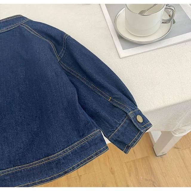 【Arbea】女童春秋款牛仔外套新款兒童立領夾克上衣男孩藍色秋季衣服潮【C1284】