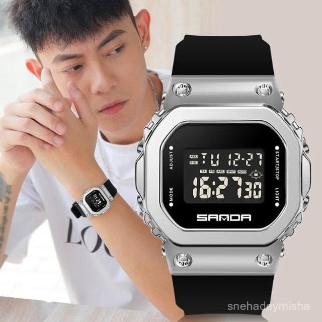 小李甄選  小方塊手錶男女初高中學生青少年簡約運動高級感潮流多功能電子錶