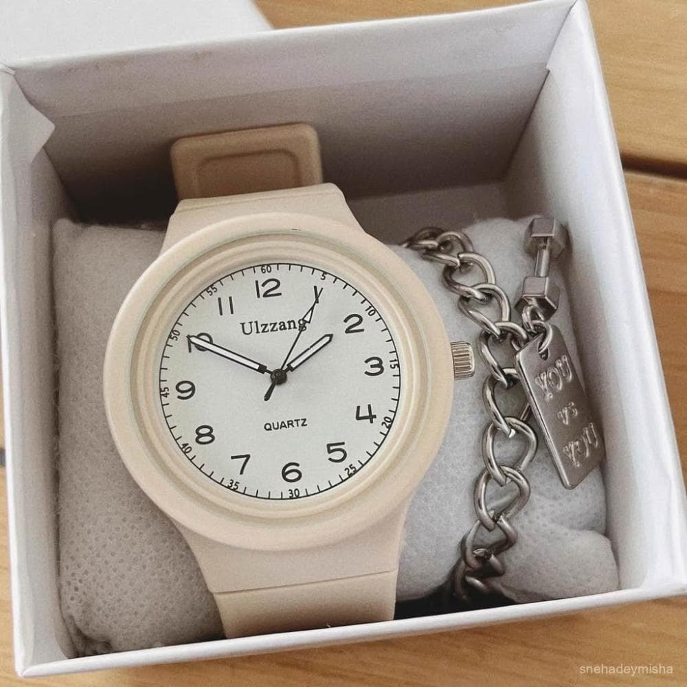 小李甄選  新款高顔值奶茶色手錶女初高中學生圓盤夜光指針式數字考試用石英