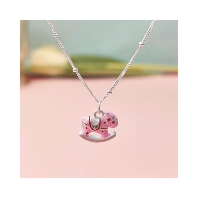 幸運木馬純銀項錬 990足銀項錬  純銀項鏈寶寶純銀項鏈 彌月禮物 小女生項錬 銀項錬 純銀套鏈 小朋友生日禮物 銀飾品