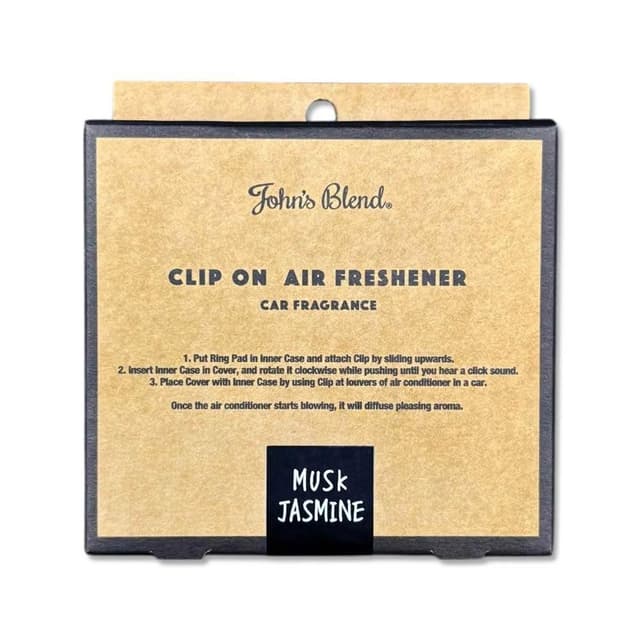 【John’s Blend】日本汽車冷氣方形香氛夾-(33-6)麝香茉莉1入/盒(Johns Blend出風口空氣芳香劑擴香器清新除味香氛車用香水)