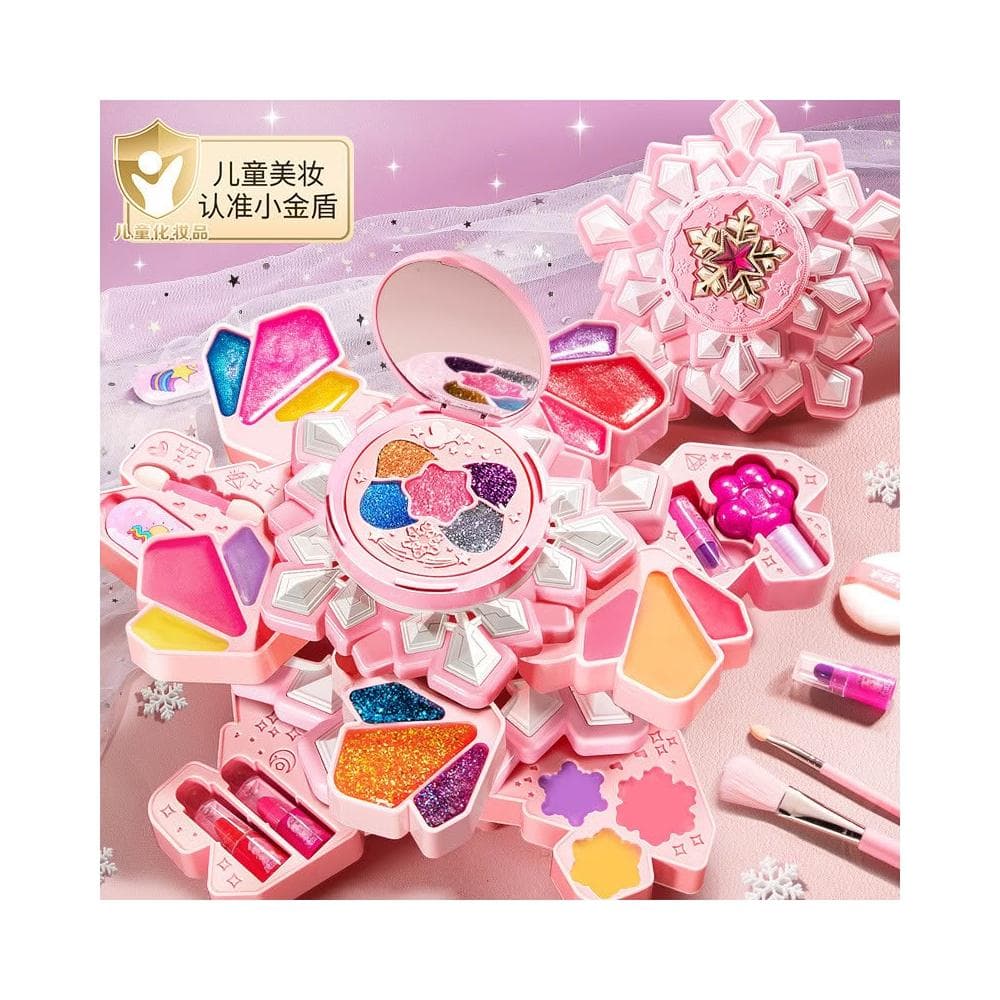 兒童雪花化妝品手提箱玩具套裝小女孩生日禮物小公主彩妝盒指甲油