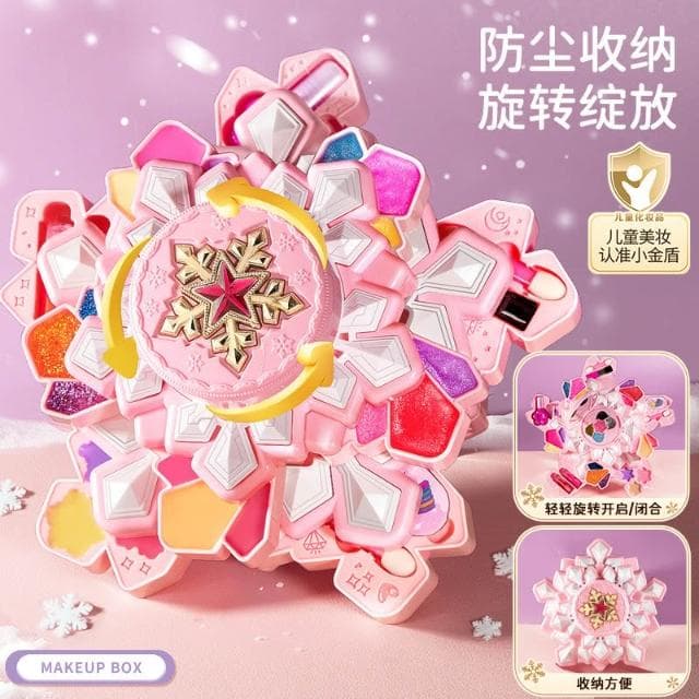 兒童雪花化妝品手提箱玩具套裝小女孩生日禮物小公主彩妝盒指甲油