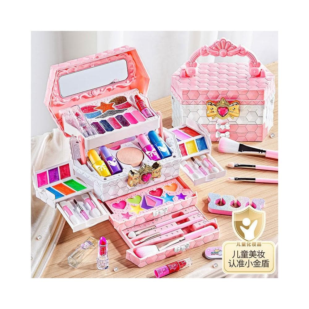兒童彩妝指甲油口紅女孩化妝玩具盒裝小女孩化妝品彩妝箱生日禮物