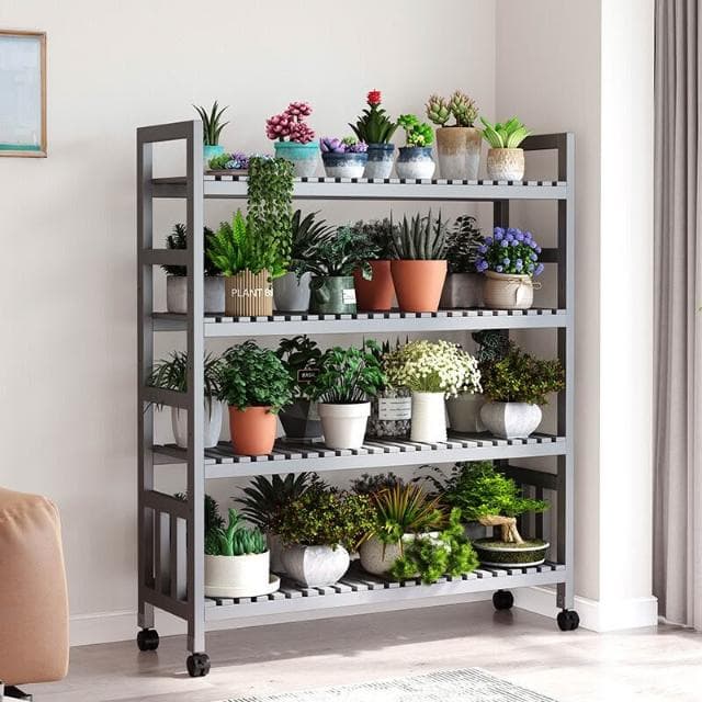 可移動花架陽臺帶滾輪落地戶外花架子花盆架大廳盆栽架客廳植物架