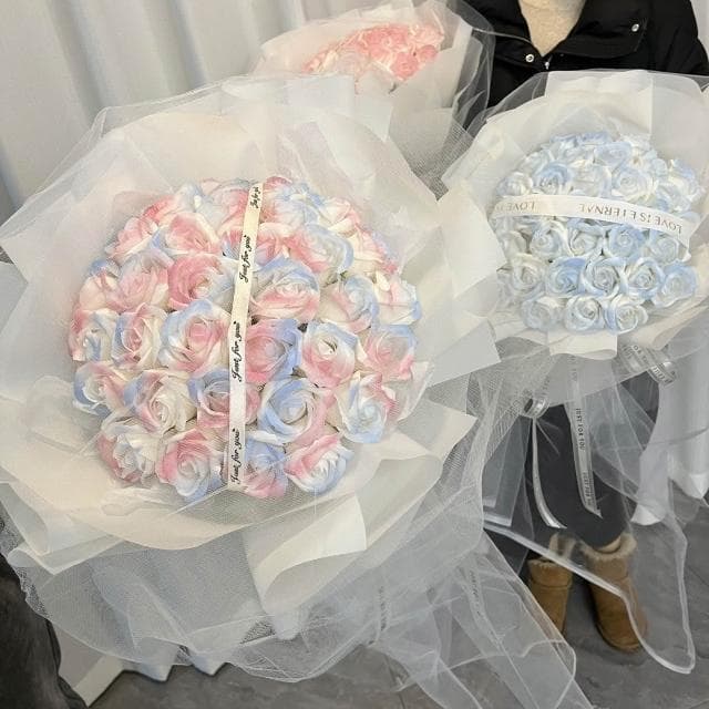 【望星願】碎冰藍玫瑰花大束成品 情人節 送老婆 女友 閨蜜 生日禮物 超大束成品玫瑰乾花 花束永生花 告白求婚花束