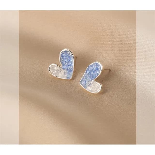 🎗飾間首飾鋪 漸層色水晶藍色耳環女洋氣耳飾品冷風復古耳飾