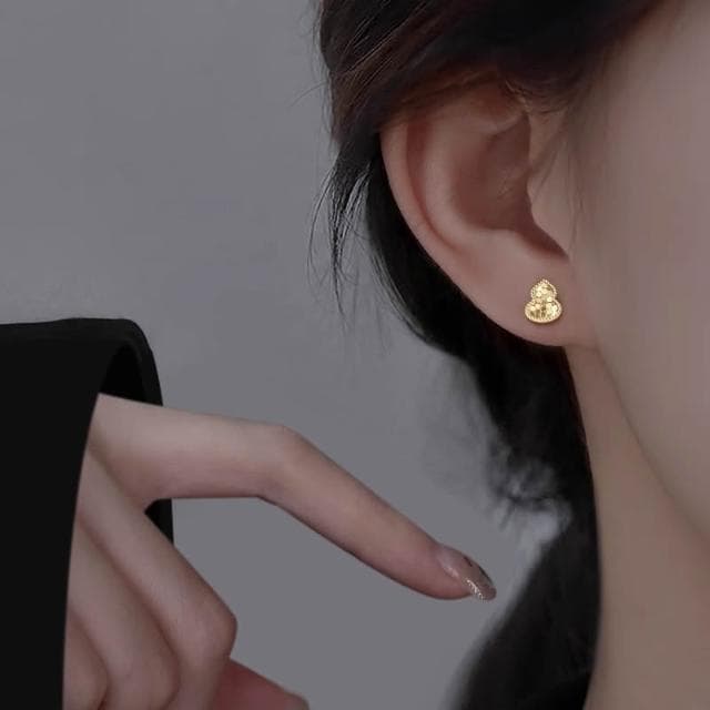 🎗飾間首飾鋪 S925純銀針龍鱗葫蘆耳環首飾女時尚高級感福祿耳飾耳釘飾品