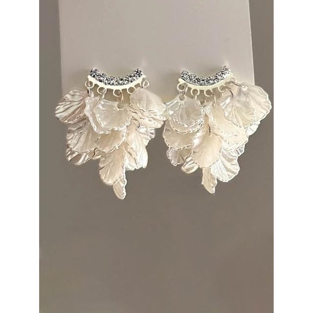 🎗飾間首飾鋪 超仙法式貝殼花瓣流蘇耳環小眾精緻百搭耳環耳飾拎環女