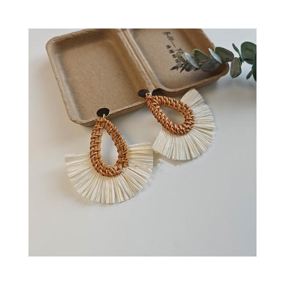 🎗飾間首飾鋪 編織扇形度假風流蘇鷺沙灘民族風女耳飾耳環