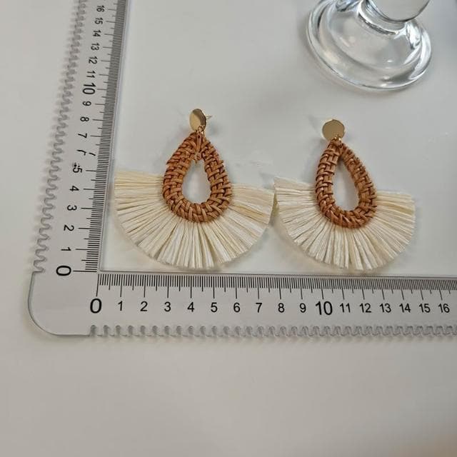 🎗飾間首飾鋪 編織扇形度假風流蘇鷺沙灘民族風女耳飾耳環