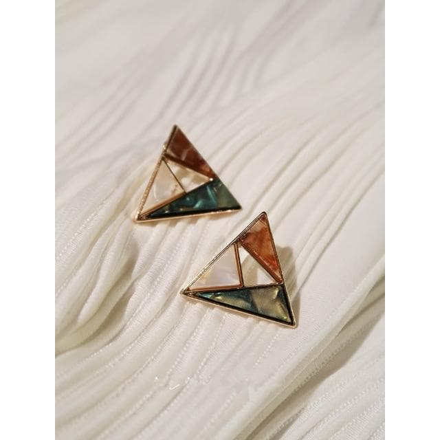 🎗飾間首飾鋪 幾何松石三角耳環女復古港風氣質耳環耳飾