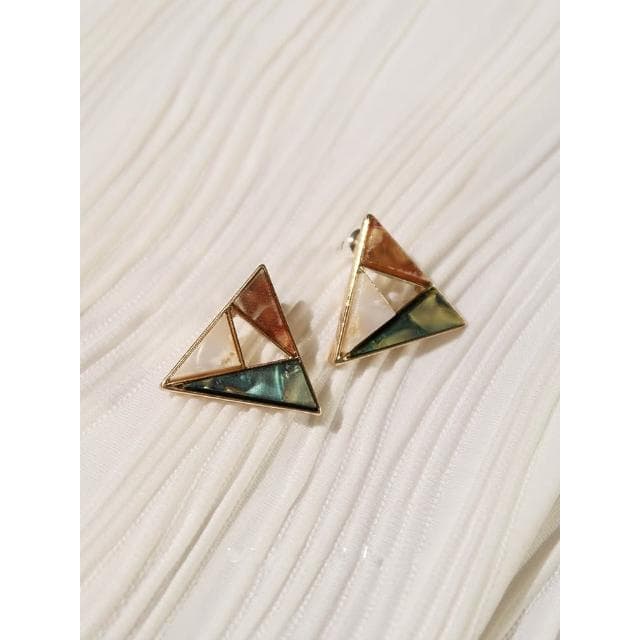 🎗飾間首飾鋪 幾何松石三角耳環女復古港風氣質耳環耳飾