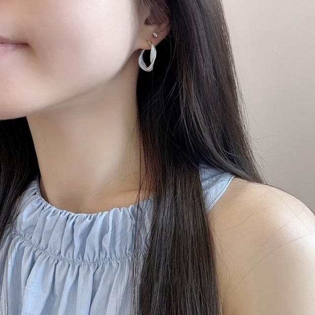 🎗飾間首飾鋪 法式滴釉藍色純銀耳圈女小眾耳環設計感高級耳環2025新款爆款耳飾