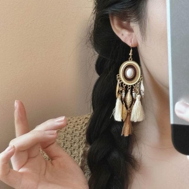 🎗飾間首飾鋪 波希米亞長流蘇耳環女高級感度假風個性誇張耳環復古民族風耳飾