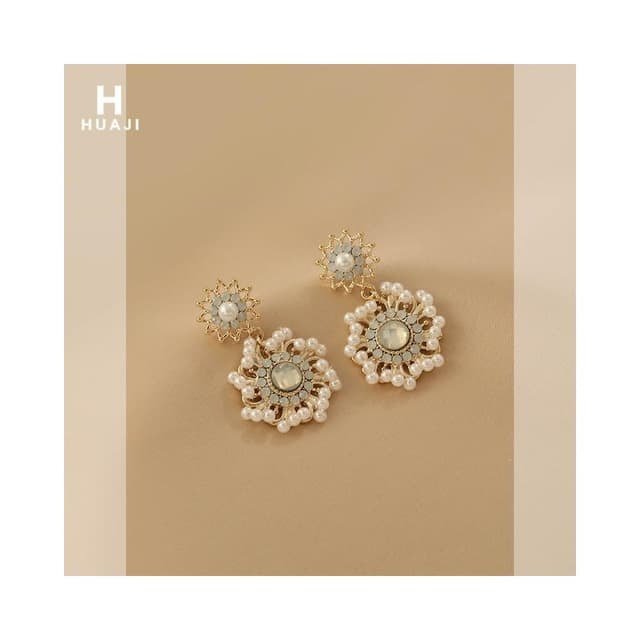 🎗飾間首飾鋪 花跡珍珠耳環女復古優雅宮廷風巴洛克耳環法式輕奢小眾耳飾