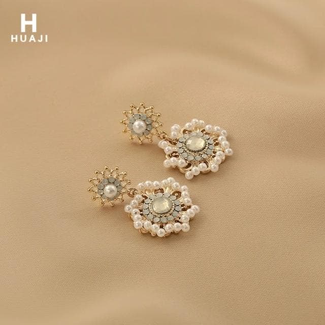 🎗飾間首飾鋪 花跡珍珠耳環女復古優雅宮廷風巴洛克耳環法式輕奢小眾耳飾