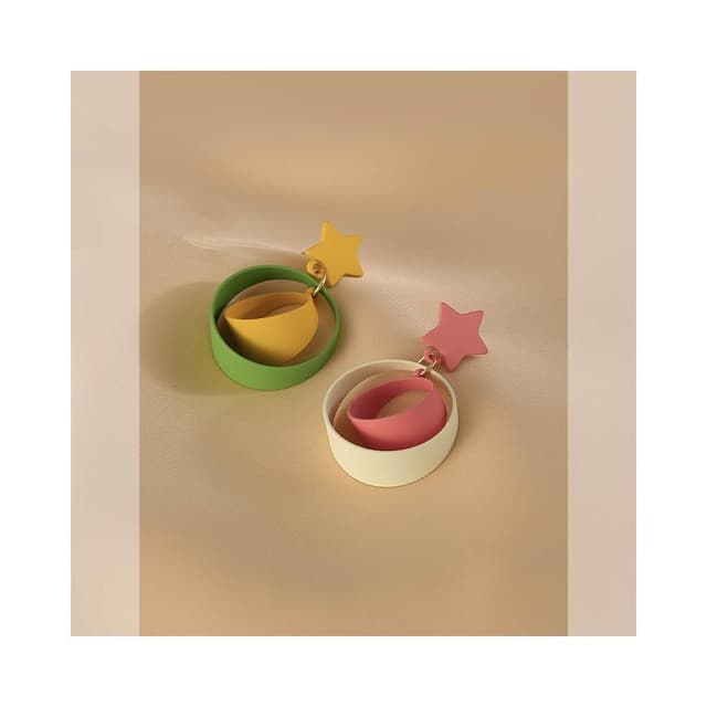 🎗飾間首飾鋪 花跡五角星耳環女獨特耳飾氣質撞色耳墜