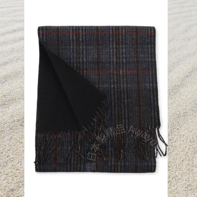 【Awayuki】日本製 羊毛圍巾_Satori Noir（悟・黑）(32x156cm) 圍巾 男生圍巾 日本圍巾 條紋圍巾 雙面圍巾