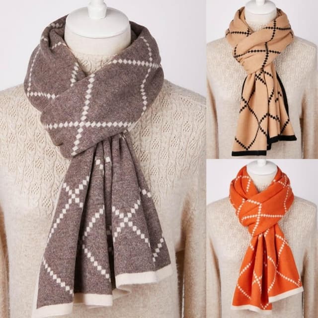 【米蘭精品】現貨+預購 頂級100%羊毛圍巾圍脖秋冬季加絨厚磅保暖針織圍巾休閒-羊毛格紋男女配件74mi10