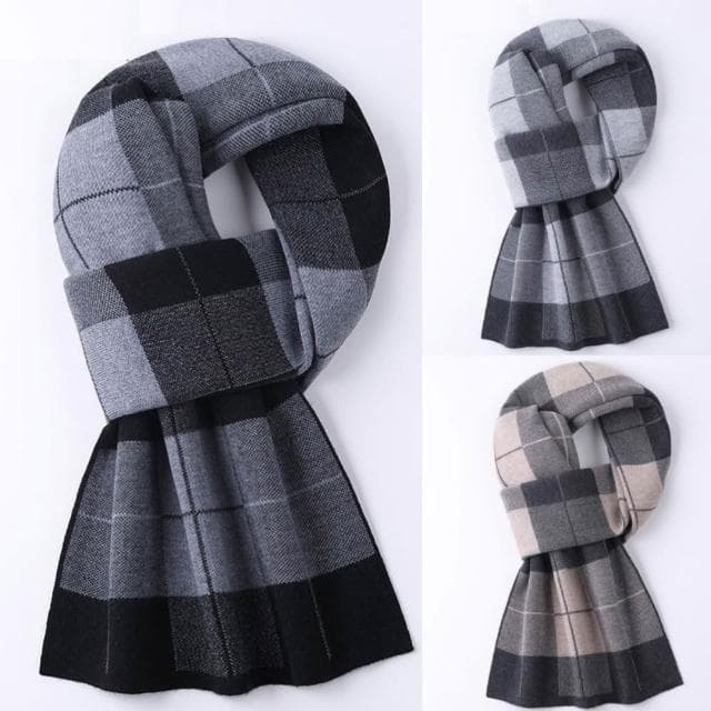 【米蘭精品】現貨+預購 頂級羊毛圍巾羊絨圍脖秋冬季加絨厚磅保暖針織圍巾休閒-男士格子圍巾男女配件74mi71