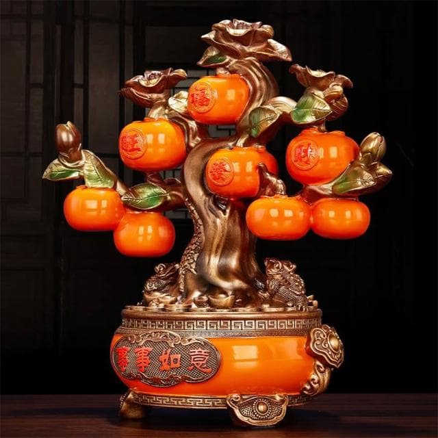 事事柿柿如意柿子擺件發財樹客廳酒櫃裝飾品搬家禮物喬遷新居