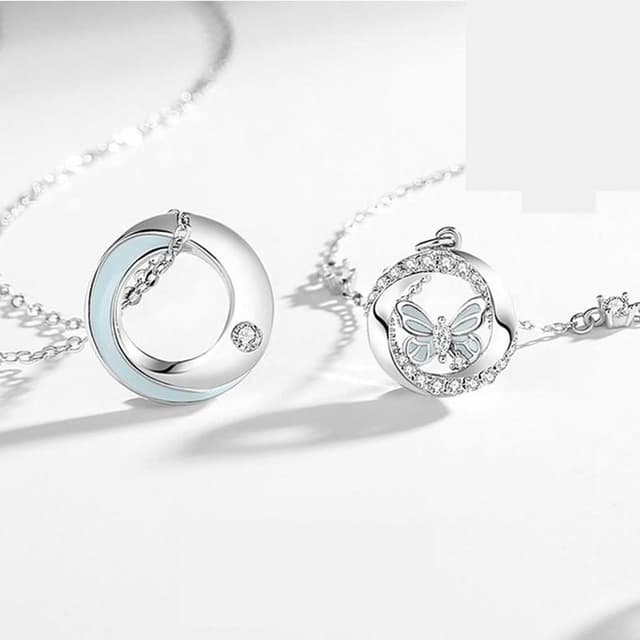 【巴黎精品】現貨+預購 頂級925純銀項鍊女項鍊項鏈鎖骨鍊情人節禮物情侶對鍊-蝴蝶莫比男女飾品a1li85