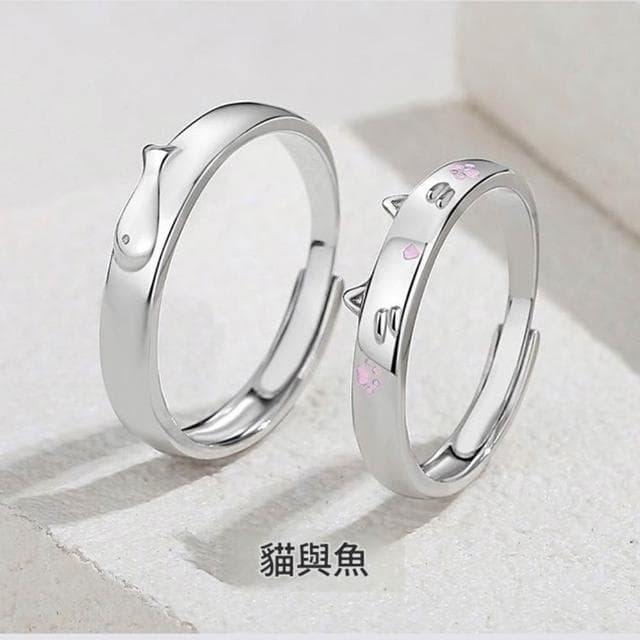 【巴黎精品】現貨+預購 頂級925純銀戒指婚戒女鑽戒開口戒子情侶對戒尾戒情人節禮物-貓與魚男女飾品a1li49
