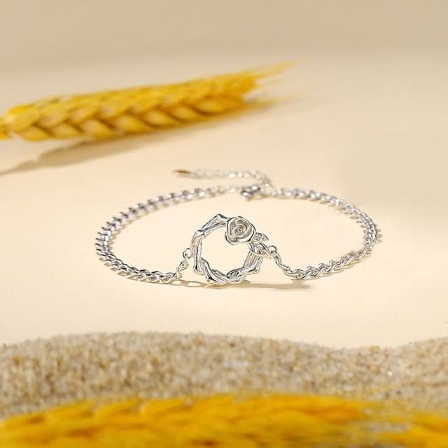 【巴黎精品】現貨+預購 頂級925純銀手鍊情侶手鏈女首飾情人節禮物-森系純銀白玫瑰情侶手鍊男女飾品a1li31