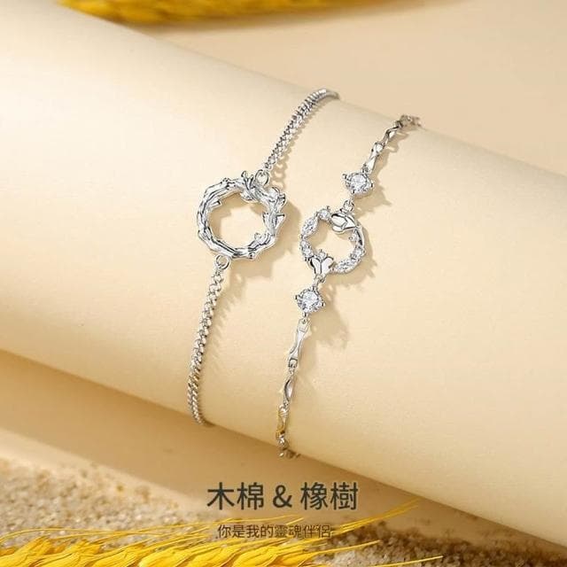 【巴黎精品】現貨+預購 頂級925純銀手鍊情侶手鏈女首飾情人節禮物-木棉與橡樹情侶手鍊男女飾品a1li26