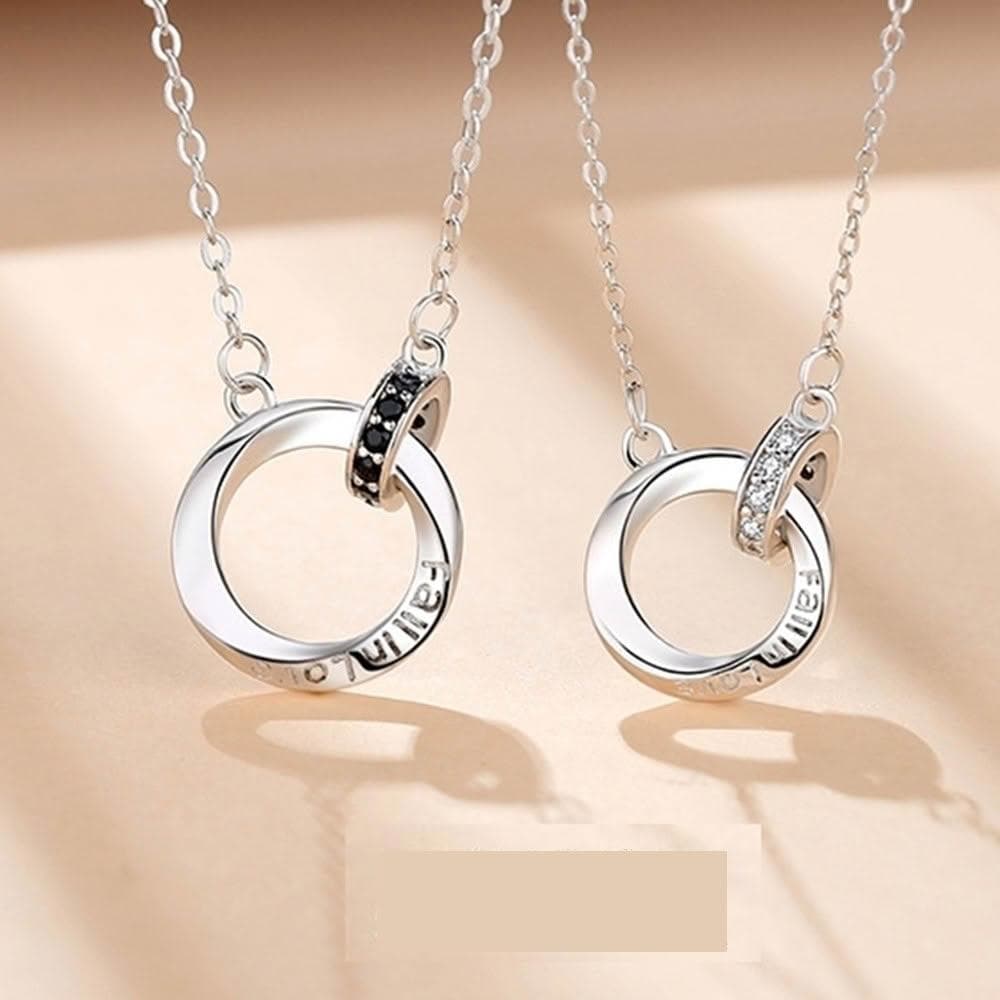 【巴黎精品】現貨+預購 頂級925純銀項鍊女項鍊項鏈鎖骨鍊情人節禮物情侶對鍊-經典雙環男女飾品a1li19