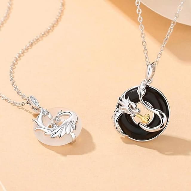 【巴黎精品】現貨+預購 頂級925純銀項鍊女項鍊項鏈鎖骨鍊情人節禮物情侶對鍊-龍鳳平安扣男女飾品a1li7