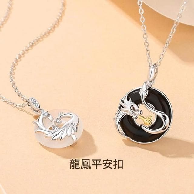 【巴黎精品】現貨+預購 頂級925純銀項鍊女項鍊項鏈鎖骨鍊情人節禮物情侶對鍊-龍鳳平安扣男女飾品a1li7