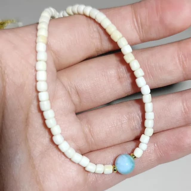 【Paiya 派亞】簡約不撞款！3.5mm猛瑪+8mm海紋石雙材質項鍊手鍊彈力繩 二選一