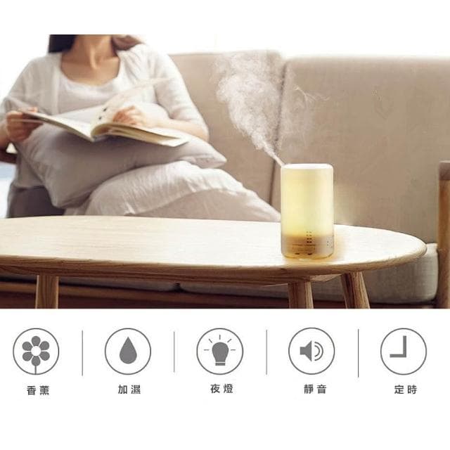 加濕器 迷你款100ml木紋噴霧薰香芳香加濕器 精油擴香夜燈 USB供電 定時香氛 室內七彩空氣清淨機 台灣出貨