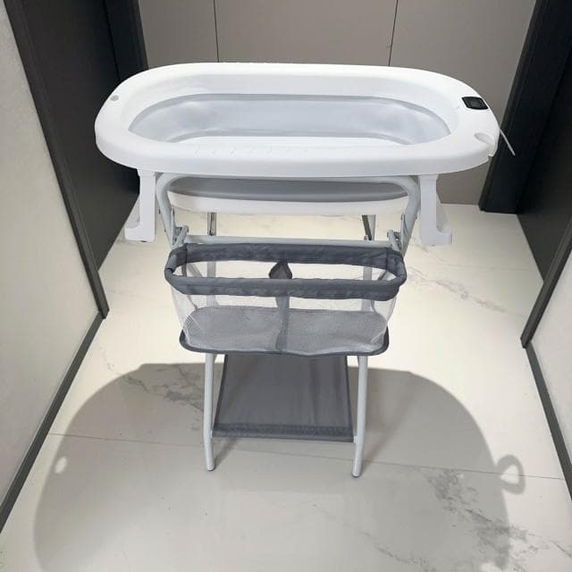 浴盆架帶置物籃嬰童兒盆免彎腰支架嬰兒護理臺尿布晾衣架寶寶洗澡