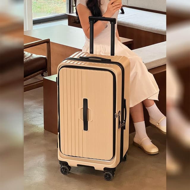 【SAM】輕奢款 雙開行李箱 29吋 前開胖胖箱 前開式行李箱 純PC 輕量行李箱 煞車行李箱 五輪行李箱1：9+3：7