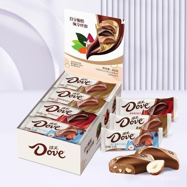 心心相印 德芙什錦巧克力盒裝166g12條絲滑牛奶黑巧休閒零食糖果送女友批髮