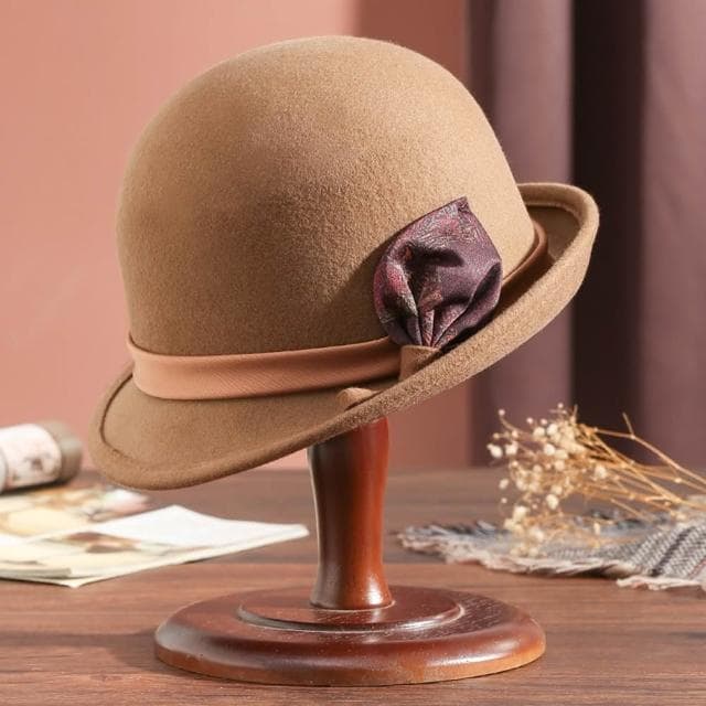 【米蘭精品】現貨出清 羊毛帽禮帽-保暖秋冬優雅捲邊毛呢女帽子生日情人節禮物3色74dq26