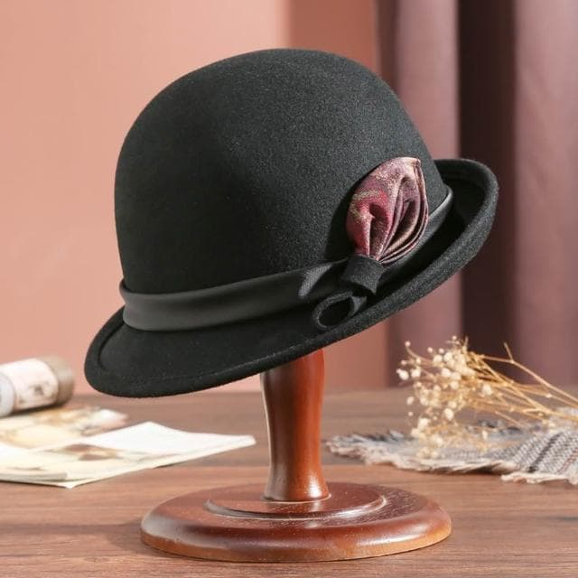 【米蘭精品】現貨出清 羊毛帽禮帽-保暖秋冬優雅捲邊毛呢女帽子生日情人節禮物3色74dq26