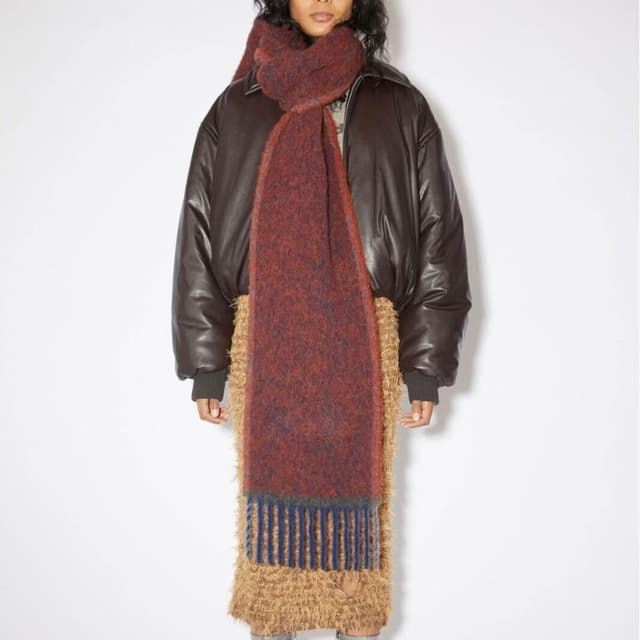 圍巾女韓版純色柳條邊細須馬海毛圍巾女冬加厚圈圈紗保暖學生披肩圍脖保暖披肩質感圍巾冷氣披肩空調百搭保暖圍脖防風圍脖韓版圍巾