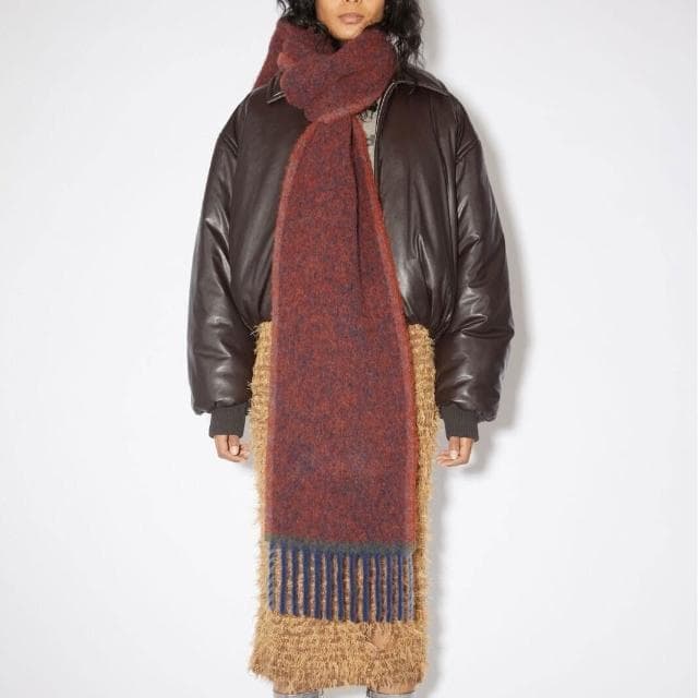 圍巾女韓版純色柳條邊細須馬海毛圍巾女冬加厚圈圈紗保暖學生披肩圍脖保暖披肩質感圍巾冷氣披肩空調百搭保暖圍脖防風圍脖韓版圍巾