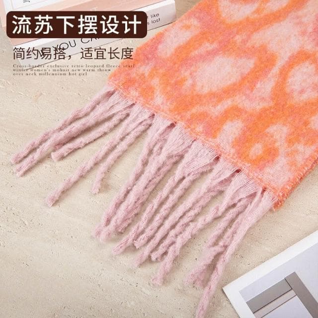 圍巾女秋冬新款韓版甜妹風印花圍巾女保暖加厚仿羊絨圍脖保暖披肩圍巾質感圍巾冷氣披肩空調百搭保暖圍脖防風圍脖韓版圍巾