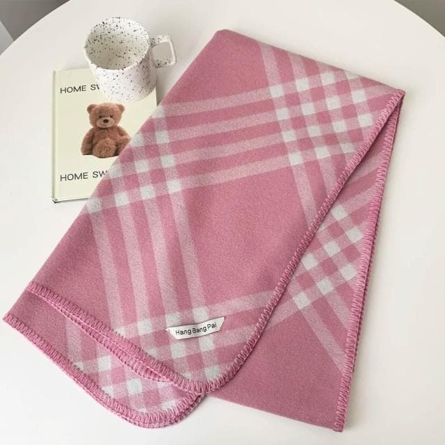 圍巾女保暖圍巾方格韓式潮流冬季圍脖線條雙面雙色披肩圍巾披肩圍巾質感圍巾冷氣披肩空調百搭保暖圍脖防風圍脖韓版圍巾