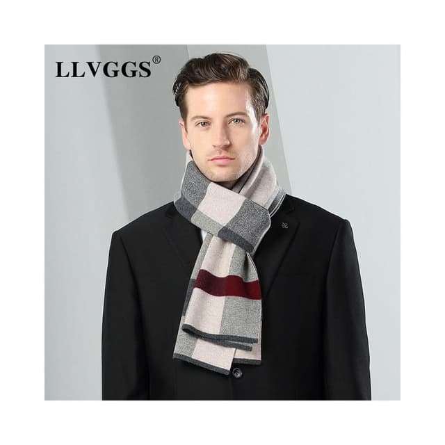 圍巾男秋冬新款純羊毛男士圍巾時尚穿搭格子圍巾男羊毛圍巾戶外防寒圍脖男士時尚保暖質感親膚圍巾圍脖防風圍脖披肩男士針織圍巾