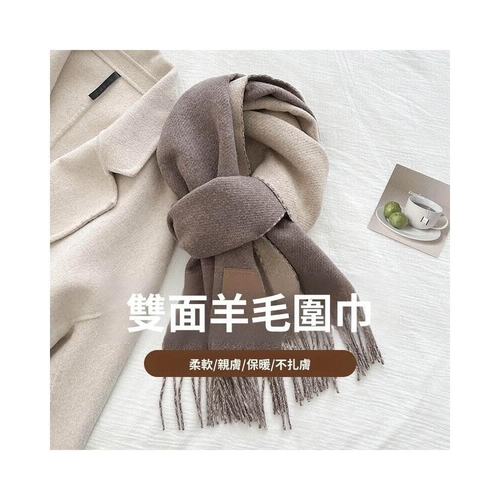 圍巾秋冬羊毛加厚雙面雙色情侶圍巾韓版百搭純色流蘇披肩保暖圍脖男女同款保暖圍巾百搭圍脖質感保暖圍巾素面圍巾韓版圍脖披肩長款