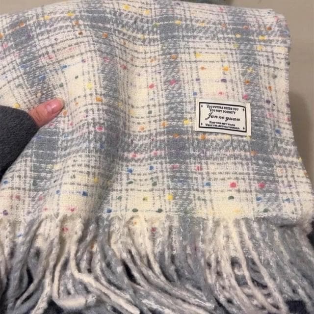 圍巾女新款韓版滿天星格紋圍巾女秋冬學生情侶披肩百搭保暖圍脖保暖披肩圍巾質感圍巾冷氣披肩空調百搭保暖圍脖防風圍脖韓版圍巾