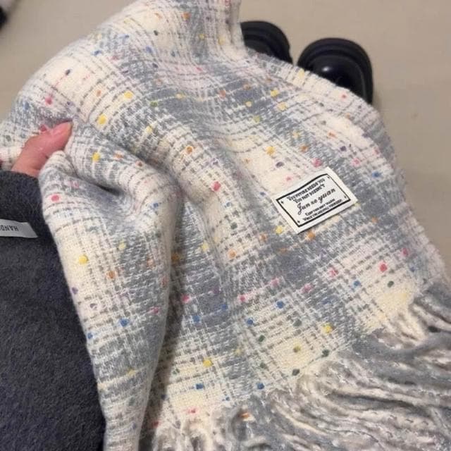 圍巾女新款韓版滿天星格紋圍巾女秋冬學生情侶披肩百搭保暖圍脖保暖披肩圍巾質感圍巾冷氣披肩空調百搭保暖圍脖防風圍脖韓版圍巾