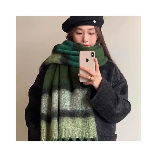 圍巾女條紋圍巾冬季女生高級感拉毛彩色保暖圍脖學生情侶披肩兩用保暖披肩圍巾質感圍巾冷氣披肩空調百搭保暖圍脖防風圍脖韓版圍巾