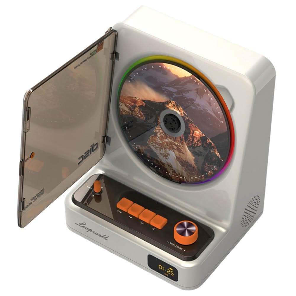 直立復古光碟唱片機 CD播放器 HIFI高音質 氛圍燈光 藍芽 FM廣播 USB 光纖 耳機 影音設